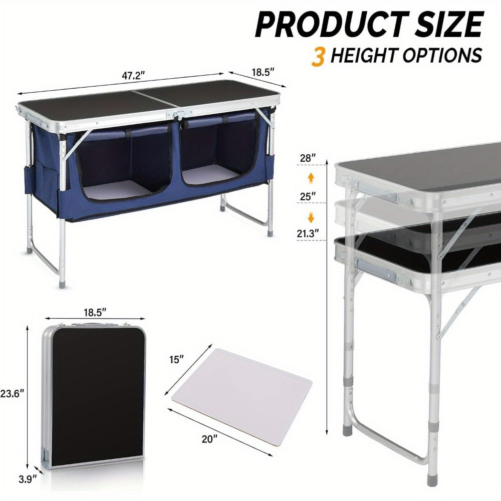 4-Foot Folding Table with Adjustable Height, Space-Saving Utility Table for Home Office detail image - detail view 4