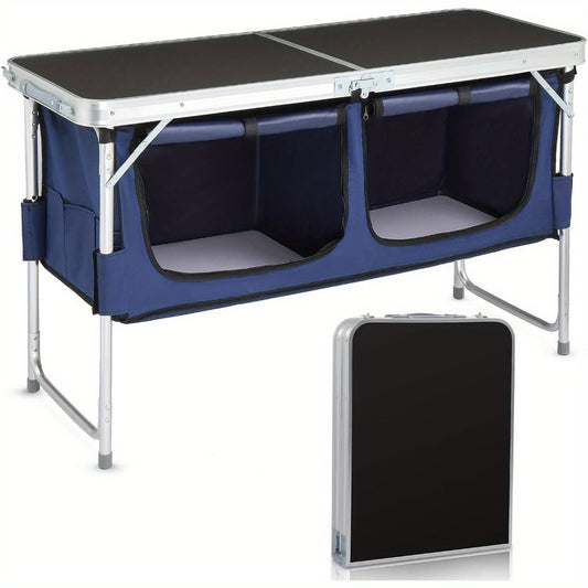 Folding Table, 4 Ft Aluminum Adjustable Height Portable Camping Picnic Table for Outdoor shown in the main product view