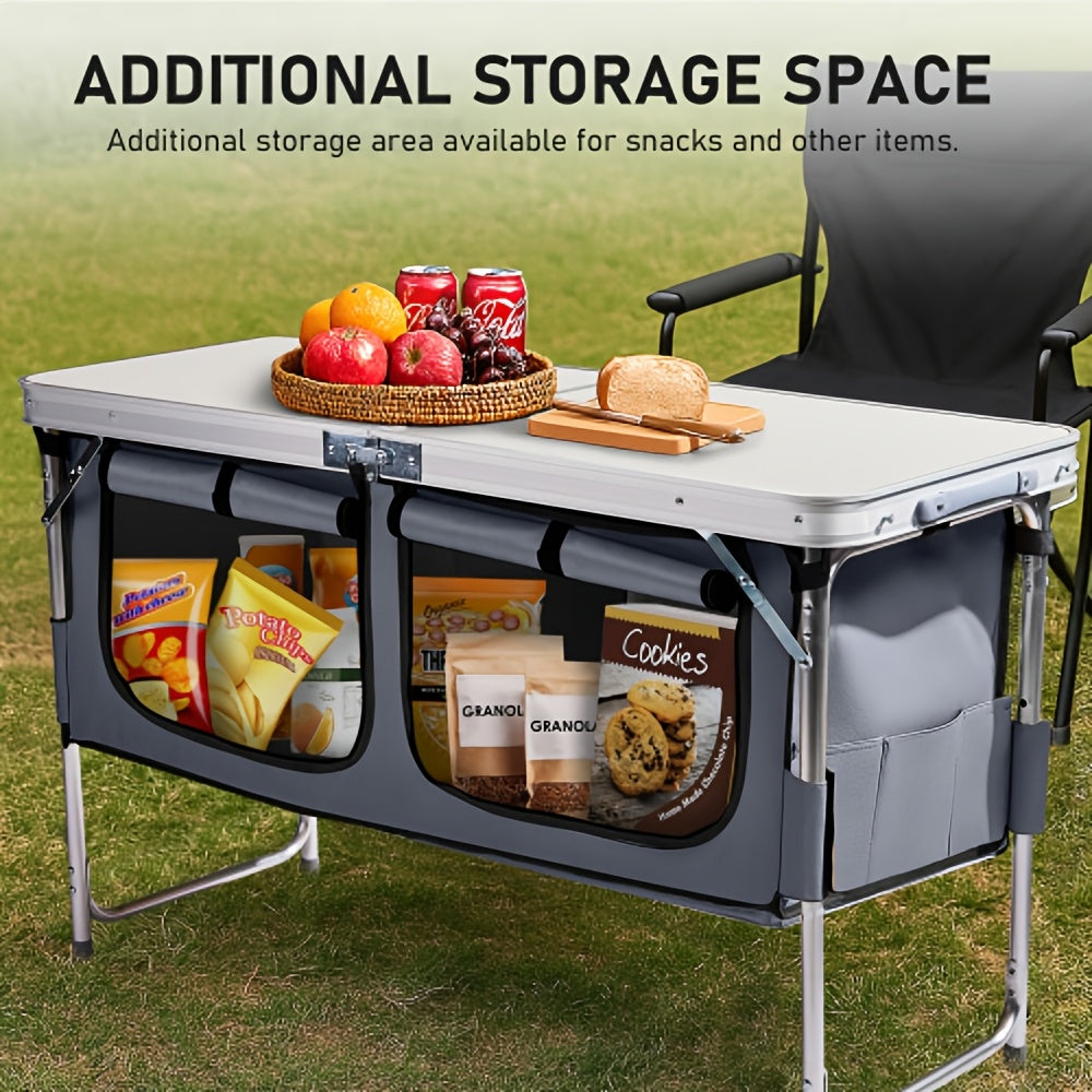 Folding Table shown in the White + Gray option