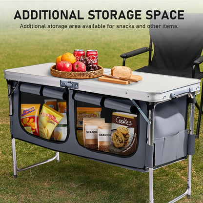 Folding Table shown in the White + Gray option
