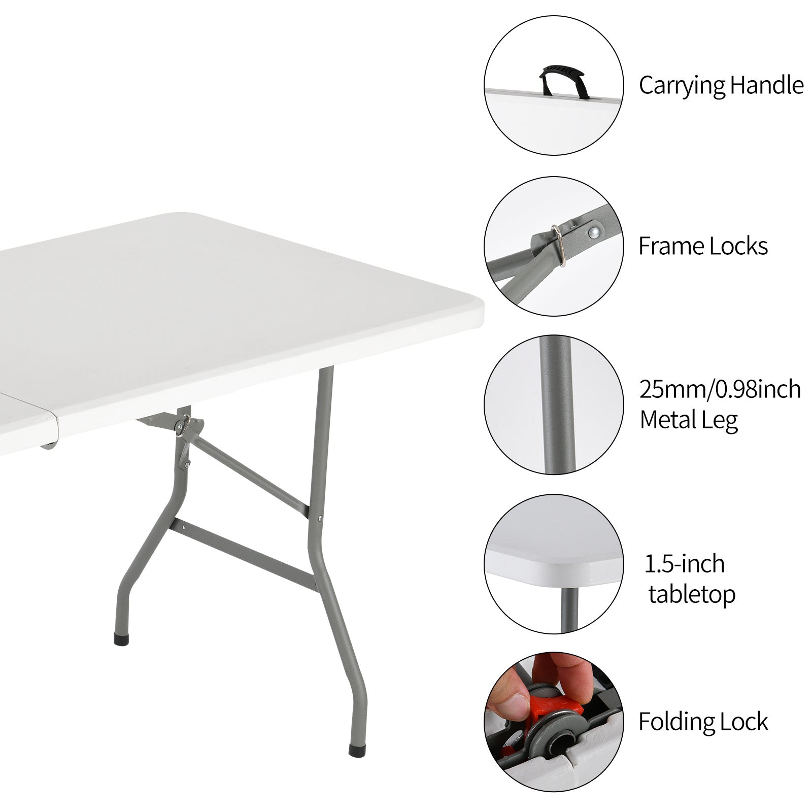 4-Foot Heavy-Duty Folding Table with Weather-Resistant Finish detail image - detail view 17