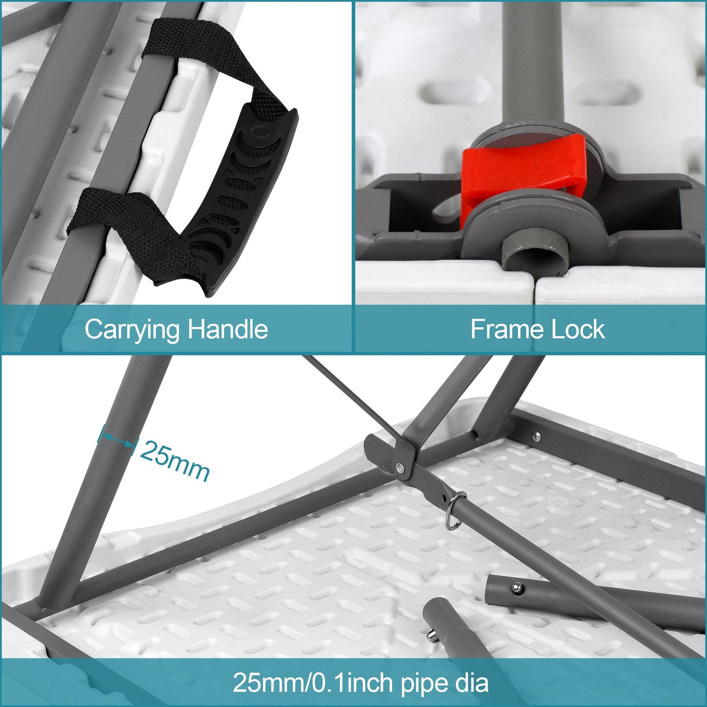 4-Foot Heavy-Duty Folding Table with Weather-Resistant Finish detail image - detail view 5