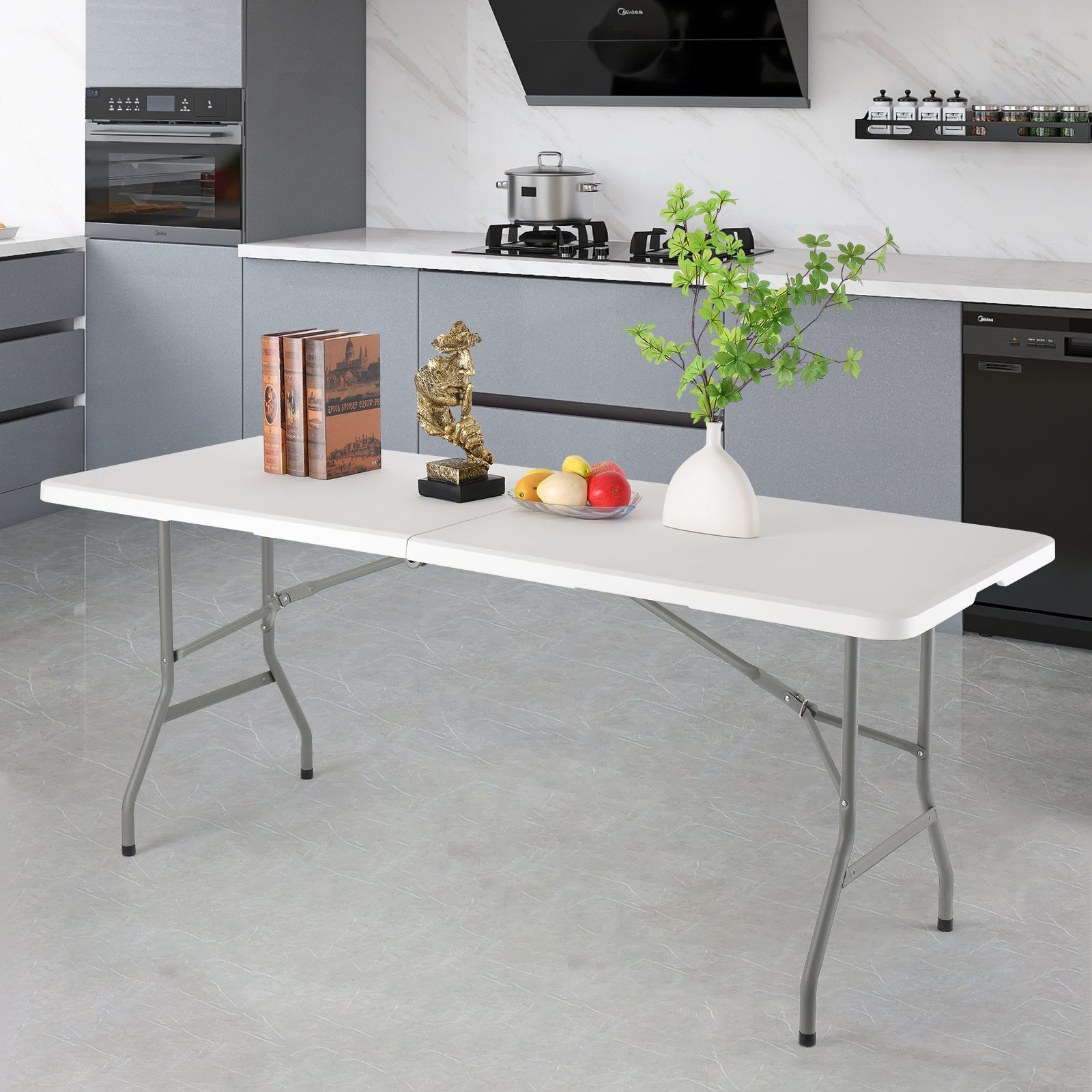 4-Foot Heavy-Duty Folding Table with Weather-Resistant Finish detail image - detail view 8