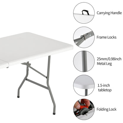 4-Foot Heavy-Duty Folding Table with Weather-Resistant Finish detail image - detail view 9