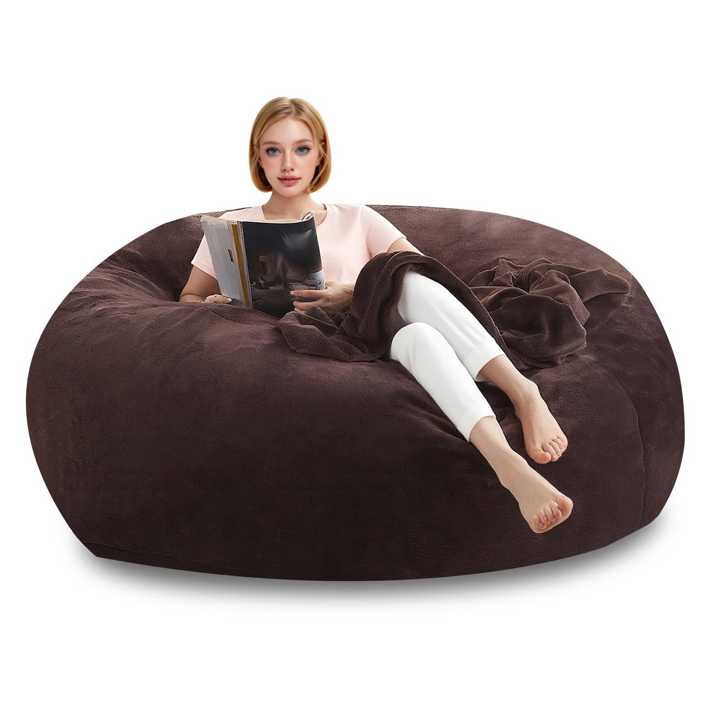Bean Bag Chair shown in the Brown, 6FT(59IN*35IN) option
