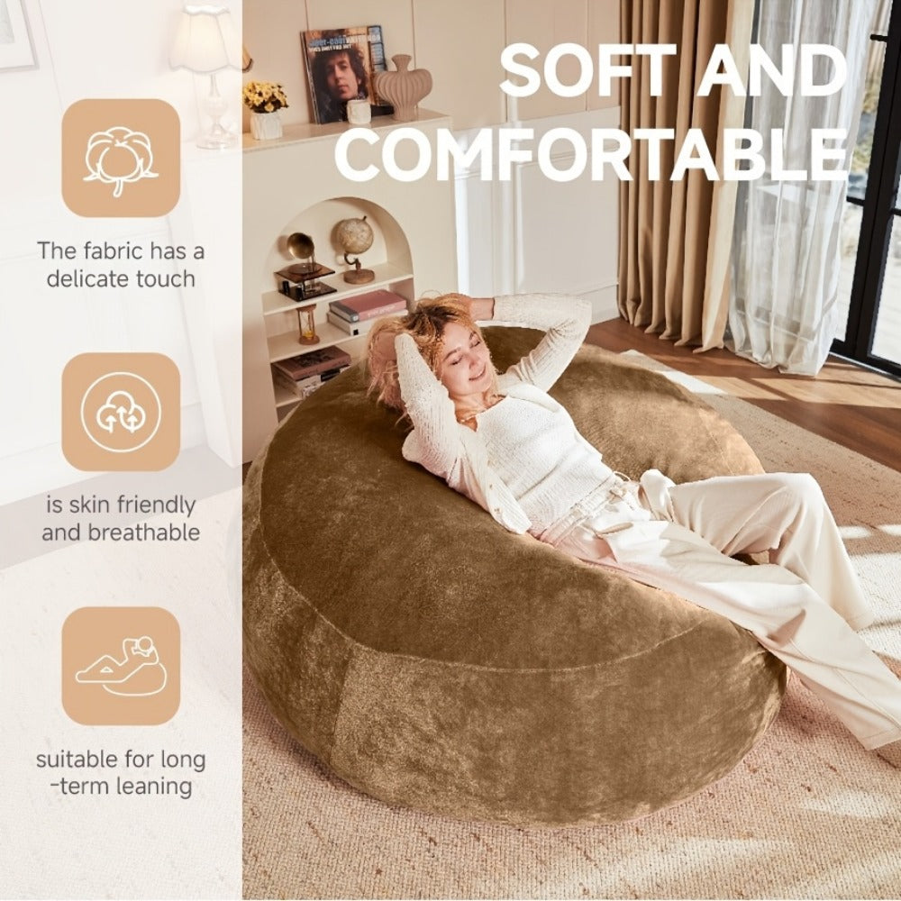 4-Foot Oversized Bean Bag Chair, Floor Lounge Chair for Living Room detail image - detail view 10