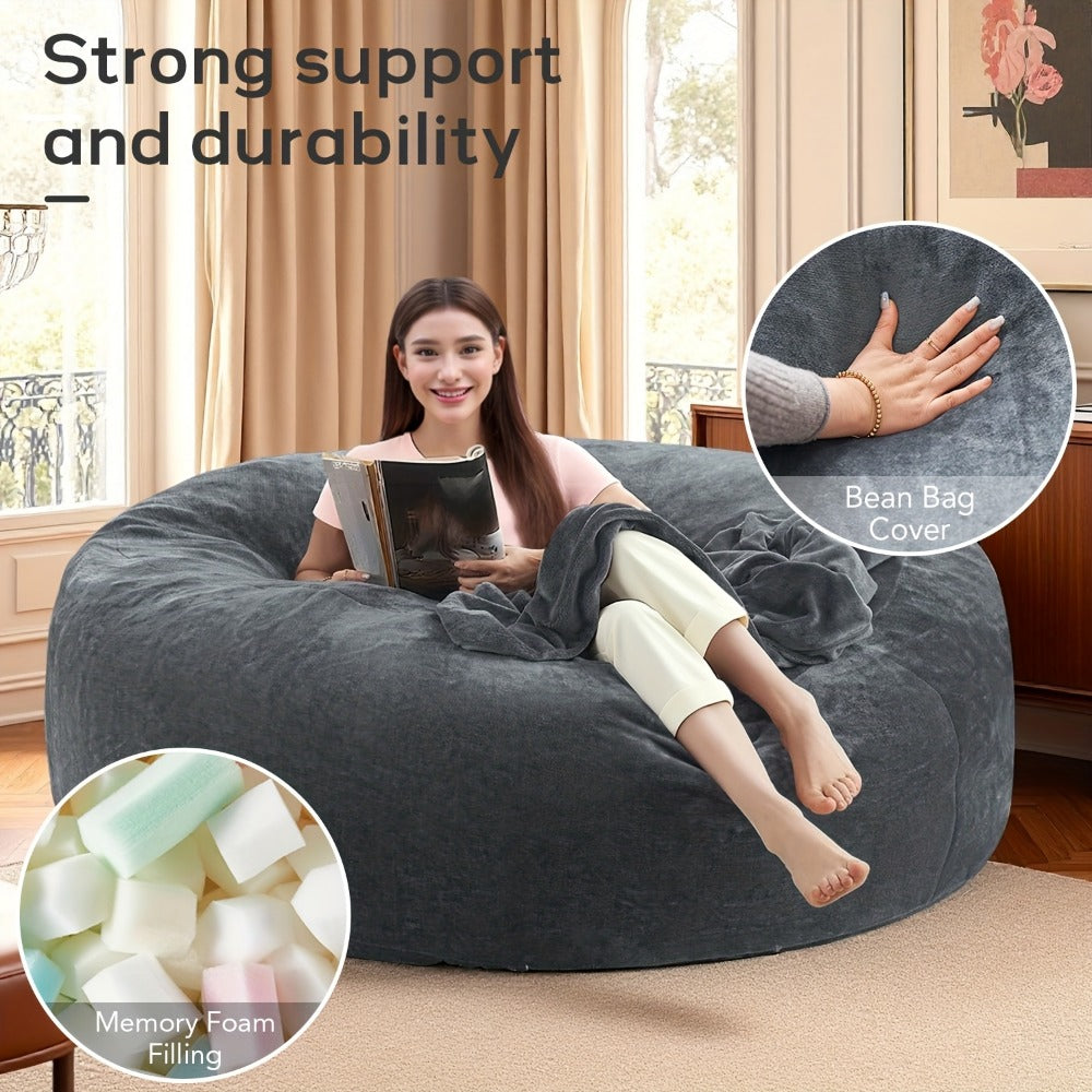 4-Foot Oversized Bean Bag Chair, Floor Lounge Chair for Living Room detail image - detail view 14
