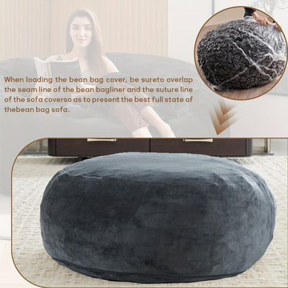 4-Foot Oversized Bean Bag Chair, Floor Lounge Chair for Living Room detail image - detail view 22