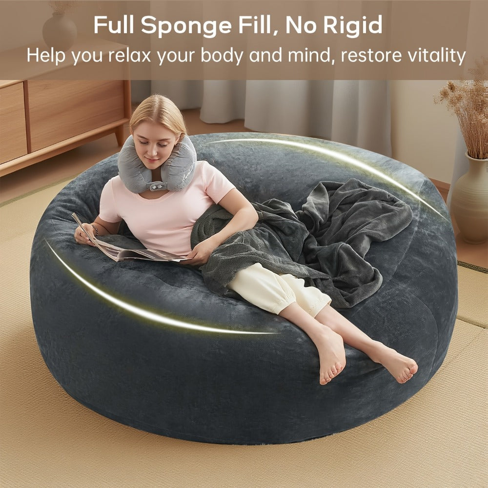 4-Foot Oversized Bean Bag Chair, Floor Lounge Chair for Living Room detail image - detail view 23