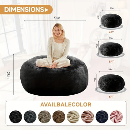 4-Foot Oversized Bean Bag Chair, Floor Lounge Chair for Living Room detail image - detail view 4