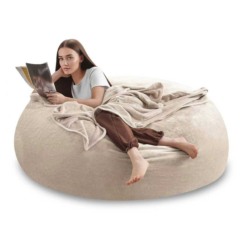4-Foot Oversized Bean Bag Chair, Floor Lounge Chair for Living Room detail image - detail view 7