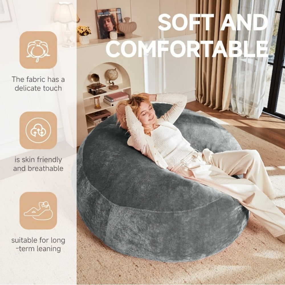 Bean Bag Chair, 4ft 5ft 6ft Oversized Memory Foam Lounger for Adults - Micro Velvet Sofa shown in the main product view