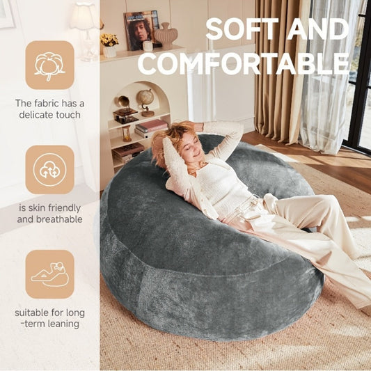 Bean Bag Chair, 4ft 5ft 6ft Oversized Memory Foam Lounger for Adults - Micro Velvet Sofa shown in the main product view