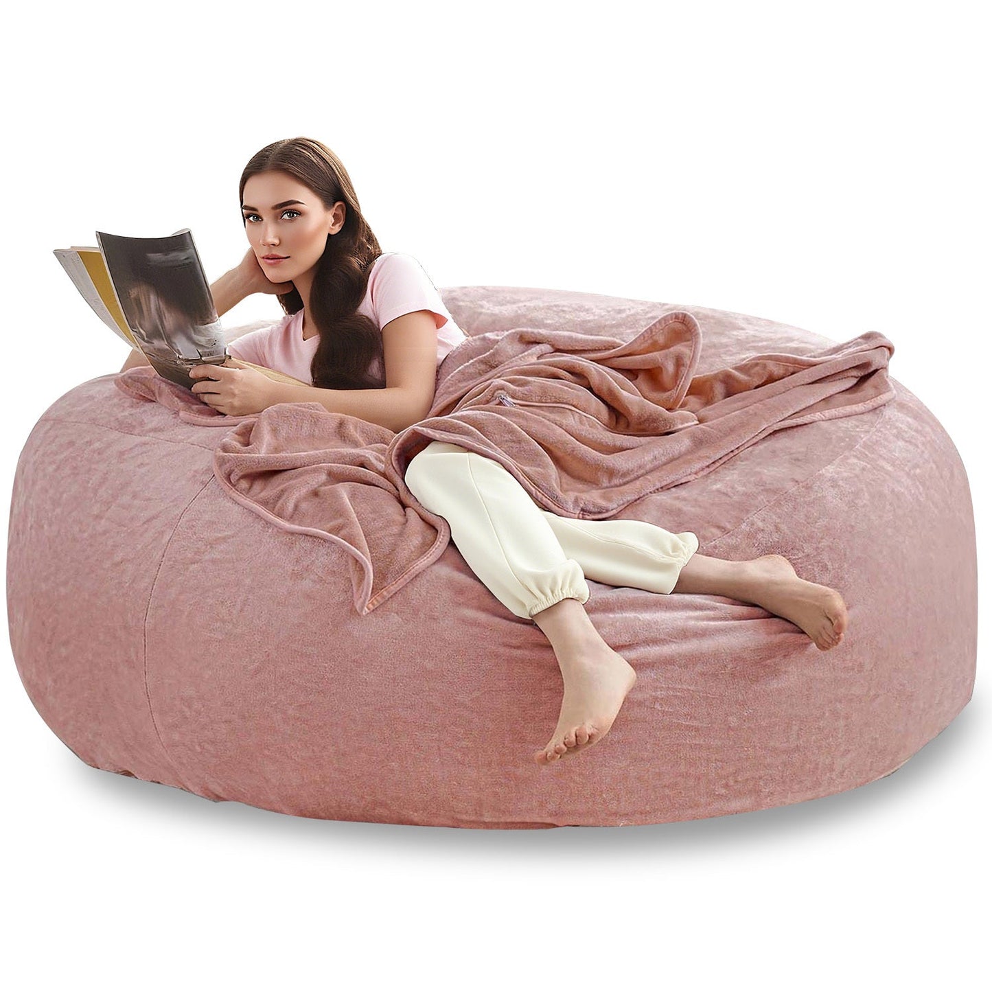 Bean Bag Chair shown in the Pink, 6FT(59IN*35IN) option