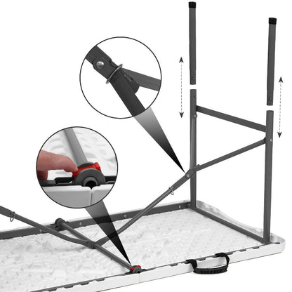 4-Foot Plastic Folding Table with Carry Handle, Space-Saving Utility Table detail image - detail view 11