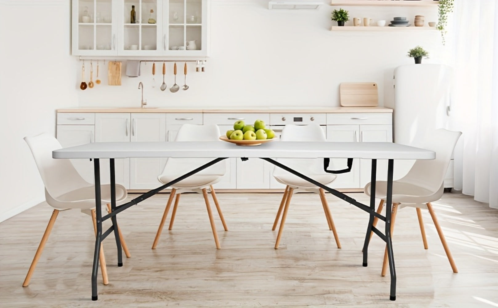 4-Foot Plastic Folding Table with Carry Handle, Space-Saving Utility Table detail image - detail view 15