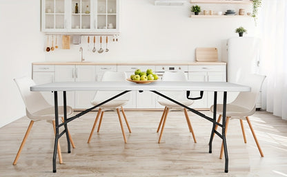 4-Foot Plastic Folding Table with Carry Handle, Space-Saving Utility Table detail image - detail view 15