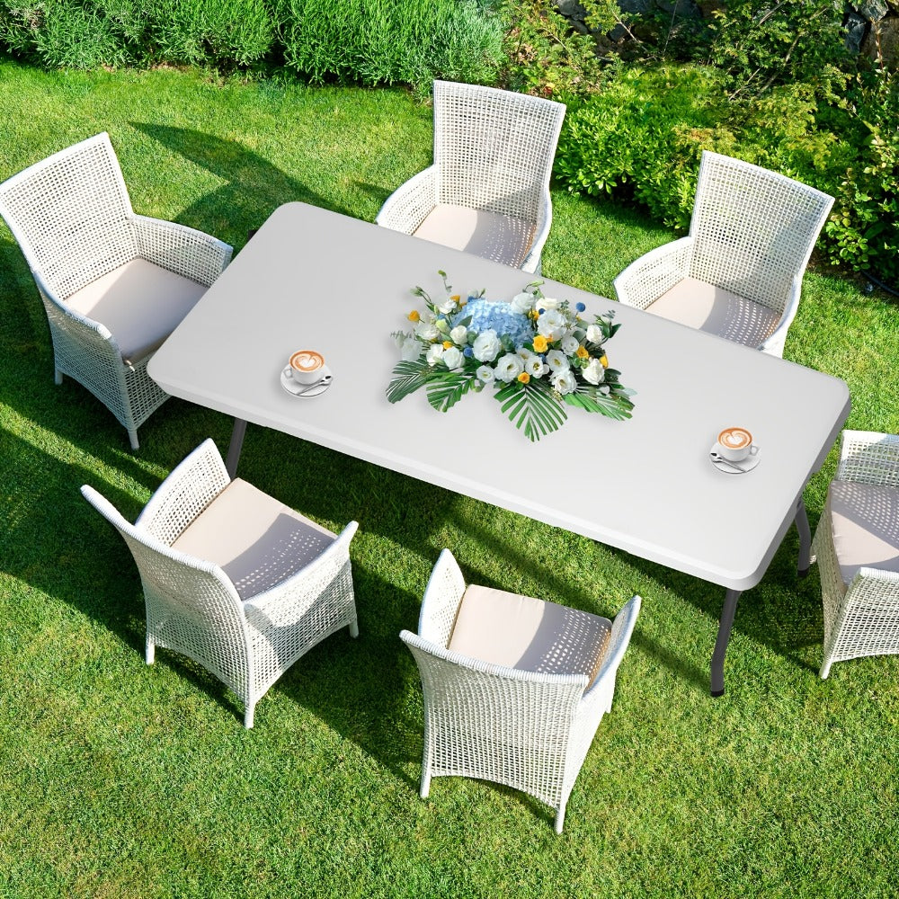 4-Foot Plastic Folding Table with Carry Handle, Space-Saving Utility Table detail image