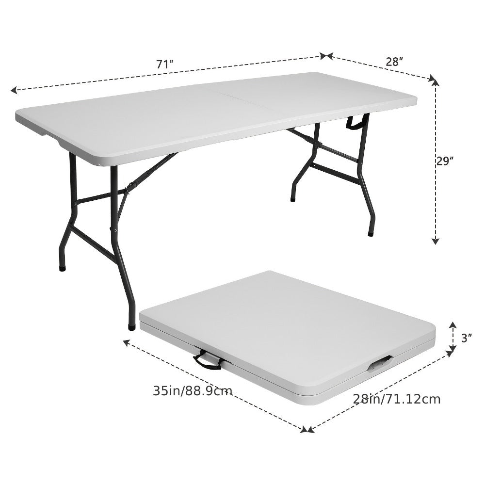4-Foot Plastic Folding Table with Carry Handle, Space-Saving Utility Table detail image - detail view 3