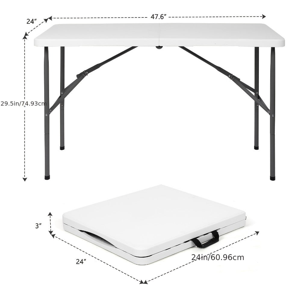 4-Foot Plastic Folding Table with Carry Handle, Space-Saving Utility Table detail image - detail view 4