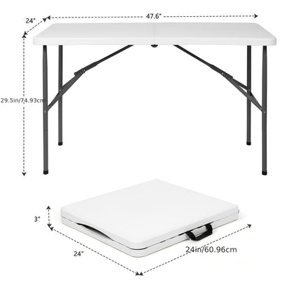 Folding Table shown in the White, 4 Feet option