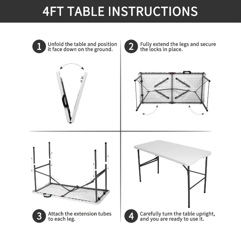 4-Foot Rectangular Folding Table with Tool-Free Assembly, Foldable Card Table for Patio detail image - detail view 12