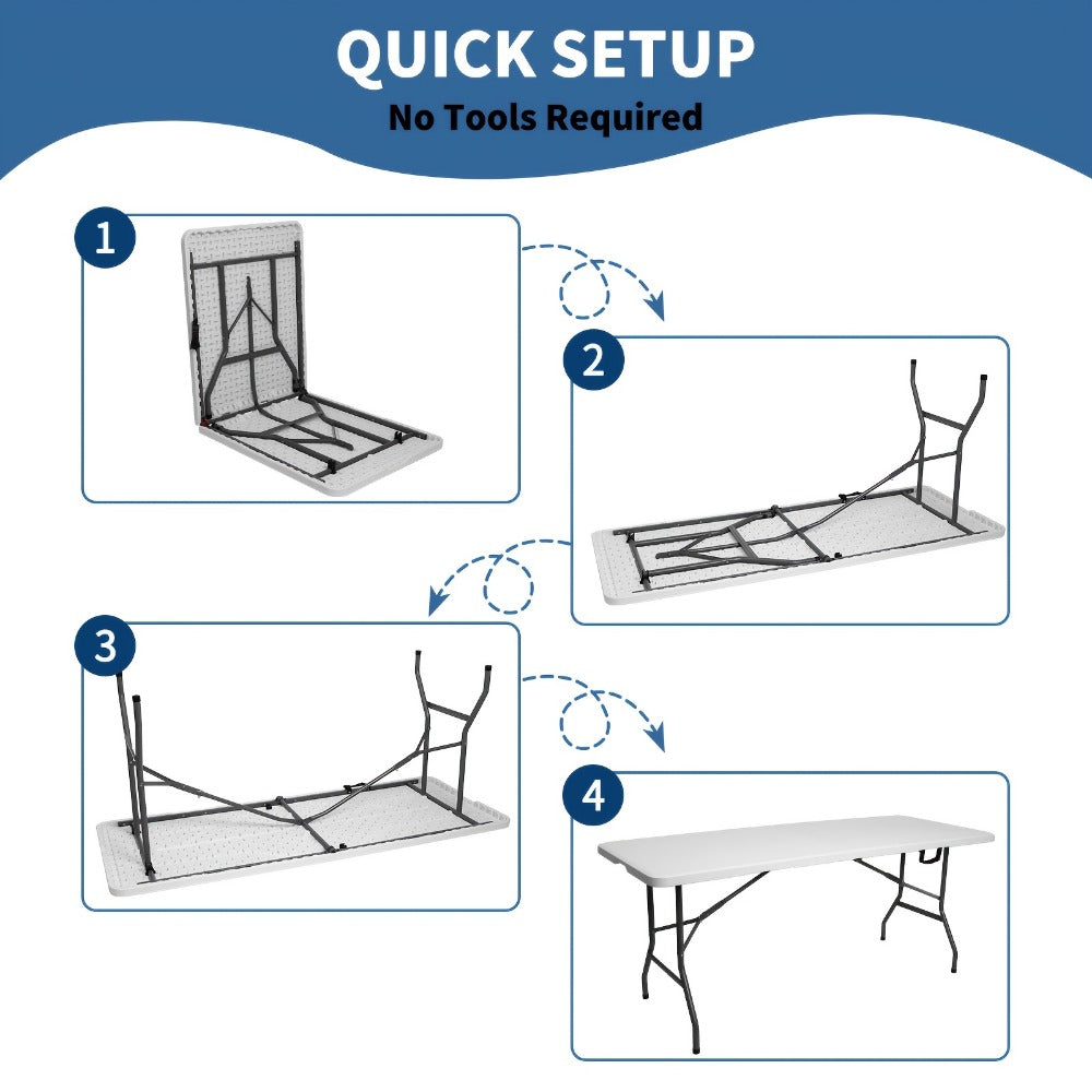 4-Foot Rectangular Folding Table with Tool-Free Assembly, Foldable Card Table for Patio detail image - detail view 14