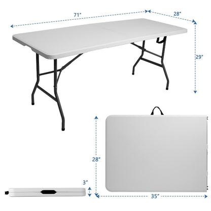 4-Foot Rectangular Folding Table with Tool-Free Assembly, Foldable Card Table for Patio detail image - detail view 4