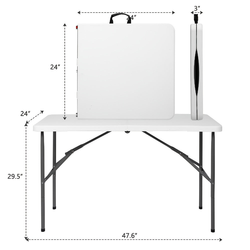 4-Foot Rectangular Folding Table with Tool-Free Assembly, Foldable Card Table for Patio detail image - detail view 5