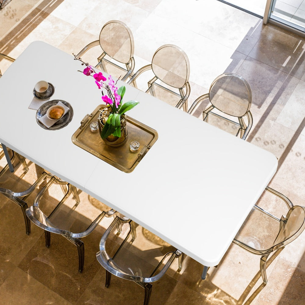 4-Foot Rectangular Folding Table with Tool-Free Assembly, Foldable Card Table for Patio detail image - detail view 6