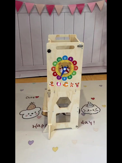4-in-1 Foldable Toddler Learning Tower with Solid Wood Construction for Kids' Room detail image - detail view 8