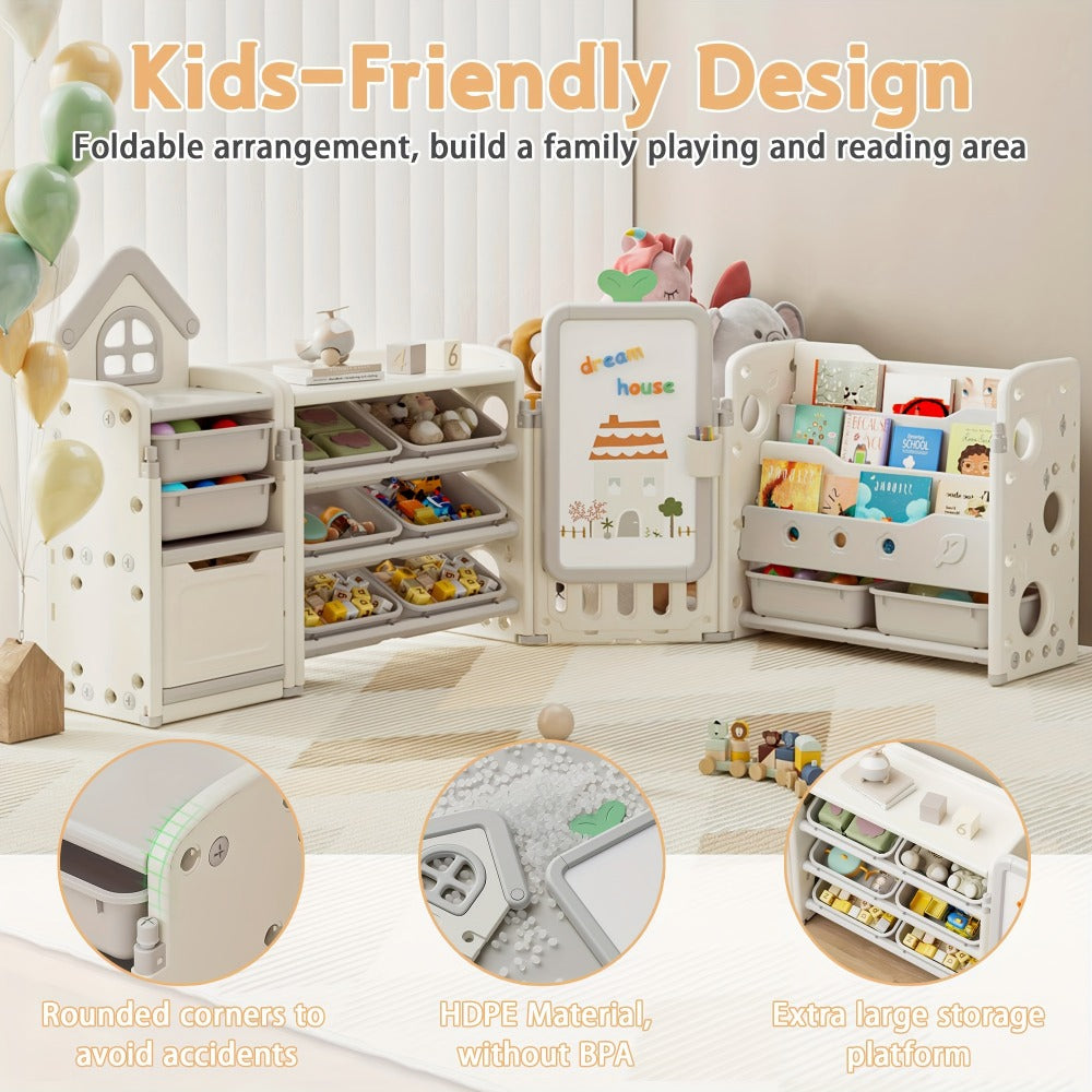 4-in-1 Kids Toy Organizer with Removable Storage Bins and Building Block Surface detail image - detail view 10