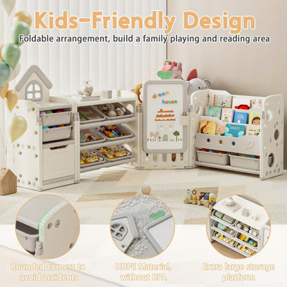 4-in-1 Kids Toy Organizer with Removable Storage Bins and Building Block Surface detail image - detail view 10