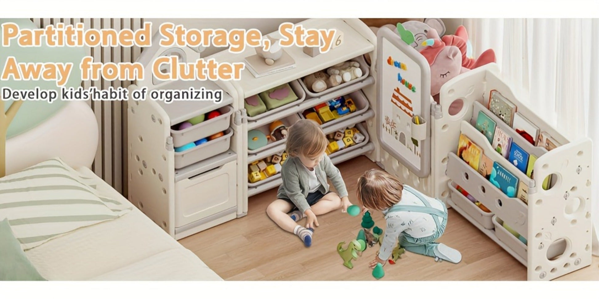 4-in-1 Kids Toy Organizer with Removable Storage Bins and Building Block Surface detail image - detail view 17