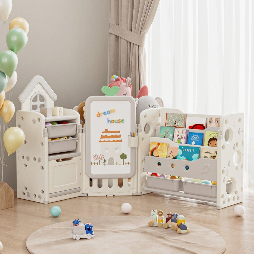 4-in-1 Kids Toy Organizer with Removable Storage Bins and Building Block Surface detail image - detail view 3