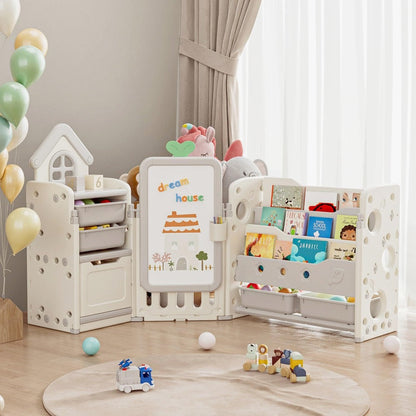4-in-1 Kids Toy Organizer with Removable Storage Bins and Building Block Surface detail image - detail view 3