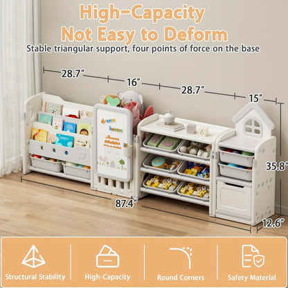 4-in-1 Kids Toy Organizer with Removable Storage Bins and Building Block Surface detail image - detail view 4