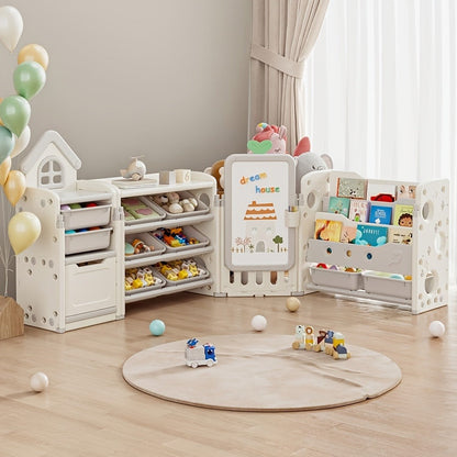 4-in-1 Kids Toy Organizer with Removable Storage Bins and Building Block Surface detail image - detail view 5