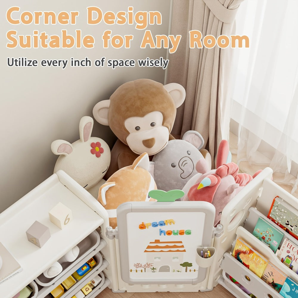 4-in-1 Kids Toy Organizer with Removable Storage Bins and Building Block Surface detail image - detail view 6