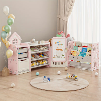 Kids Toy Organizer shown in the Light Pink, 4 In 1 option
