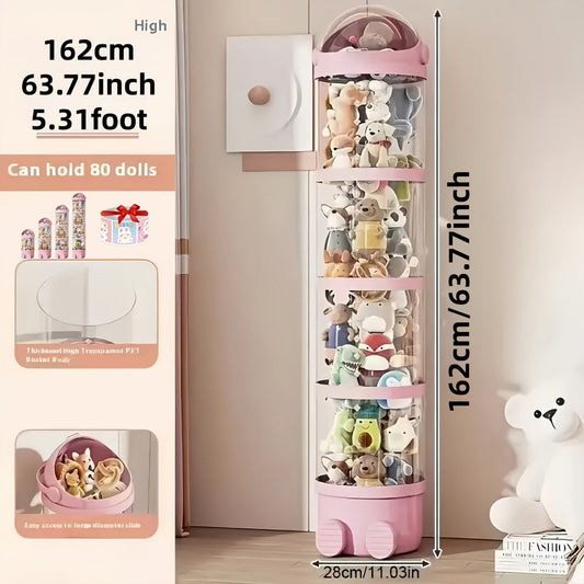 Toy Storage Organizer, Stuffed Animal Storage Tower 4-Layer Transparent Toy Organizer shown in the main product view