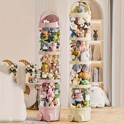 4-Layer Plastic Stuffed Animal Storage Tower, Vertical Toy Storage for Kids' Room detail image