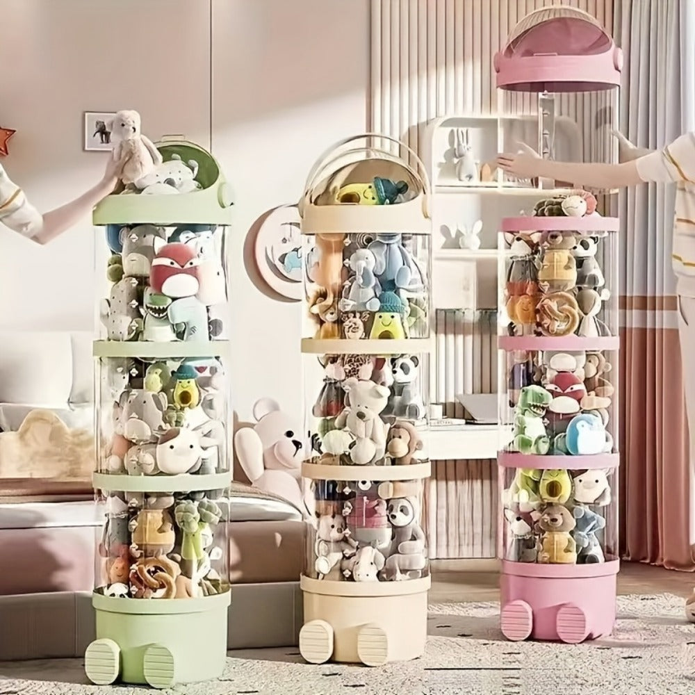 4-Layer Plastic Stuffed Animal Storage Tower, Vertical Toy Storage for Kids' Room detail image - detail view 4