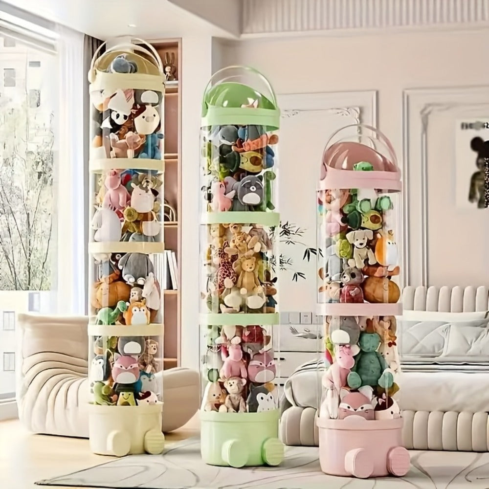 Toy Storage Organizer, Plush Zoo Animal Storage Tower 4-Layer Clear Plastic Organizer shown in the main product view