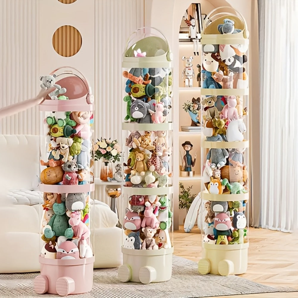4-Layer Plastic Stuffed Animal Storage Tower with Dustproof Cover for Kids' Room detail image - detail view 13