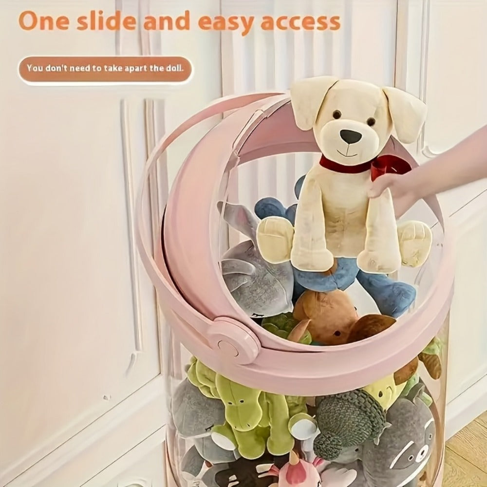 4-Layer Plastic Stuffed Animal Storage Tower with Dustproof Cover for Kids' Room detail image - detail view 15