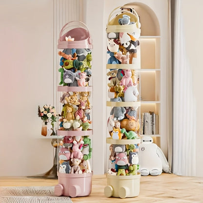 4-Layer Plastic Stuffed Animal Storage Tower with Dustproof Cover for Kids' Room detail image - detail view 16
