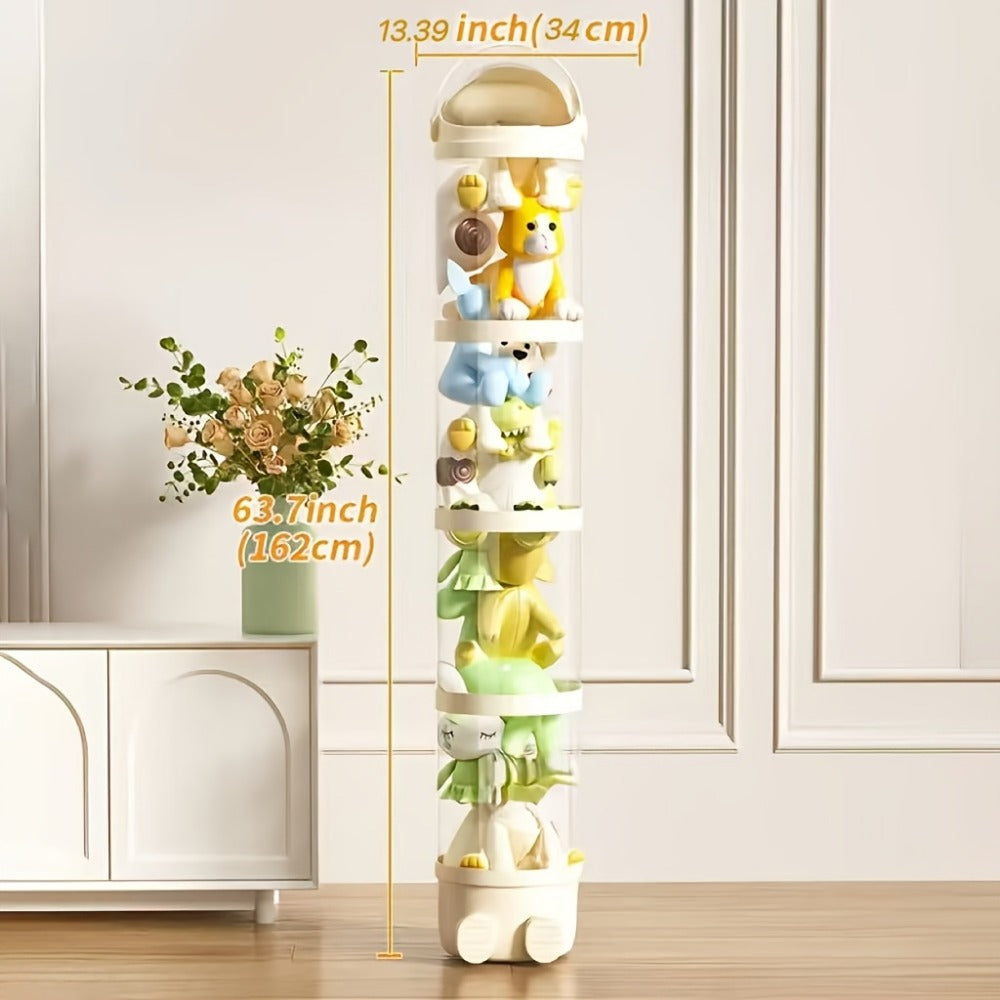 4-Layer Plastic Stuffed Animal Storage Tower with Dustproof Cover for Kids' Room detail image - detail view 5
