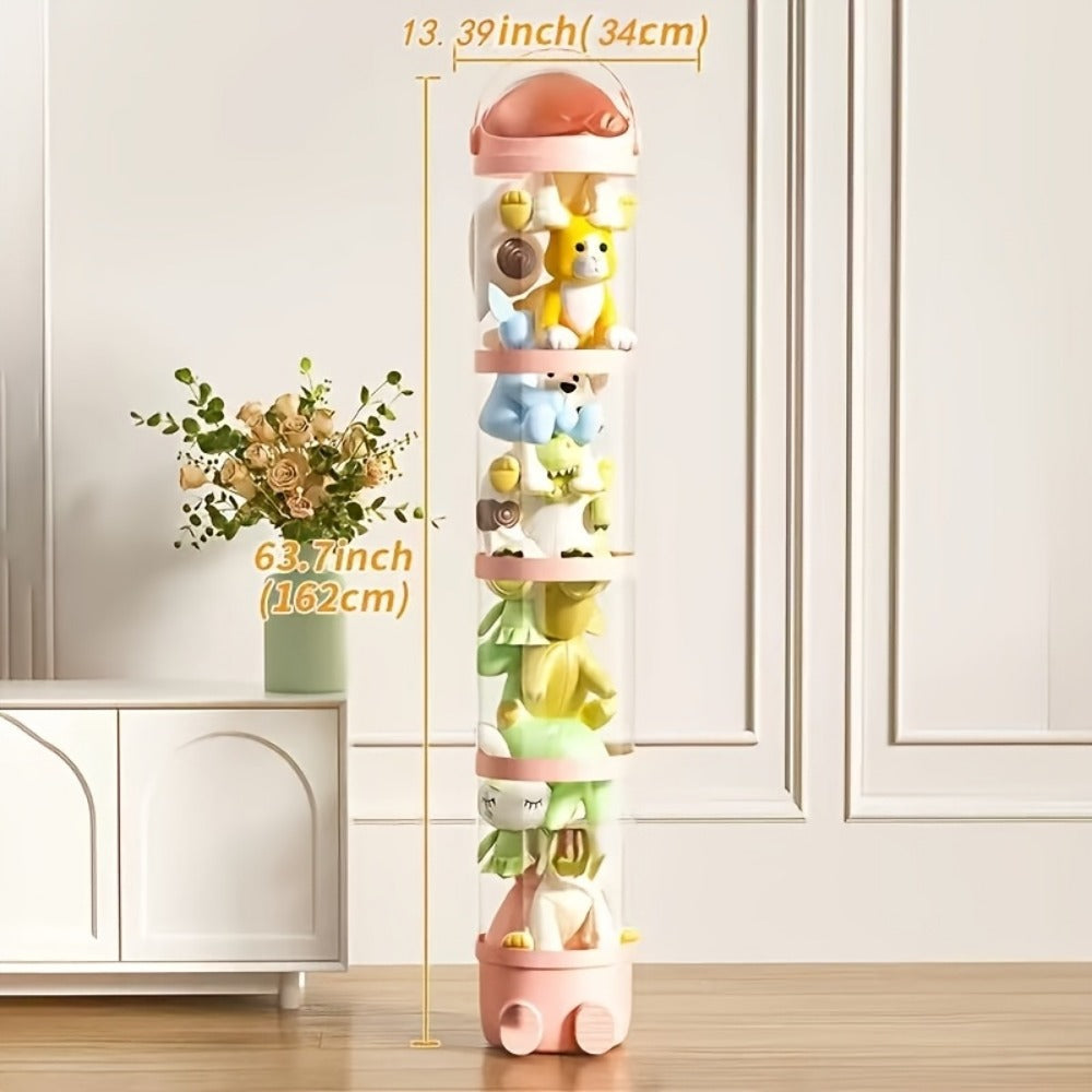 4-Layer Plastic Stuffed Animal Storage Tower with Dustproof Cover for Kids' Room detail image - detail view 7