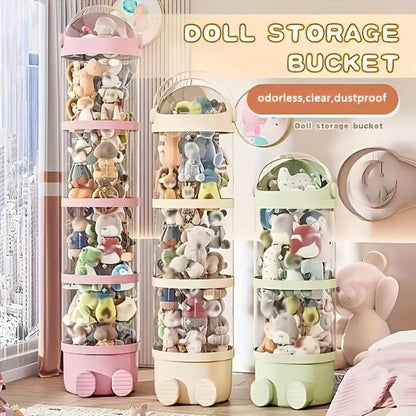 4-Layer Plastic Stuffed Animal Storage Tower with Dustproof Cover for Kids' Room detail image - detail view 8